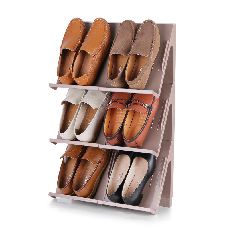 Factory fast Sell Wholesale Stackable Double Side Living Room Thick Plastic Magic Shoe Plastic Rack  Shoe Organizer  Stand Shelf