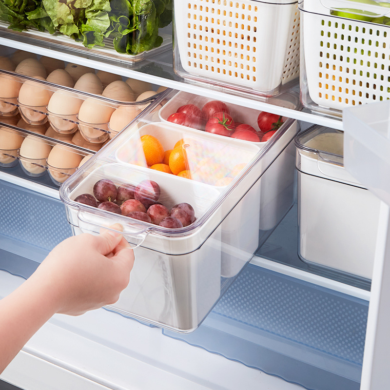 Creative House kitchen freezer food grade vegetable storage holder transparent plastic fridge food hanging storage organizer