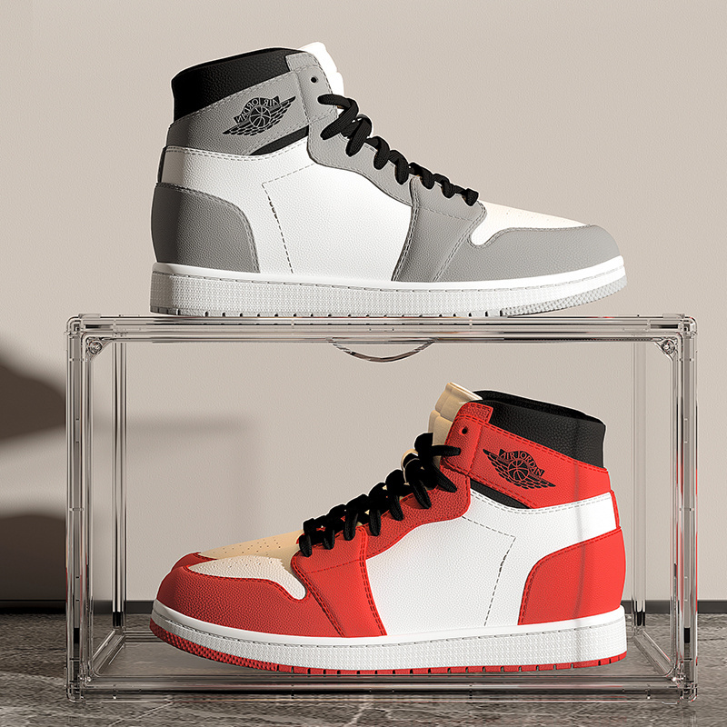 Shoe Boxes with Custom Logo Drop Front Clear Magnetic shoe box packaging Acrylic stackable customized shoe boxes storage