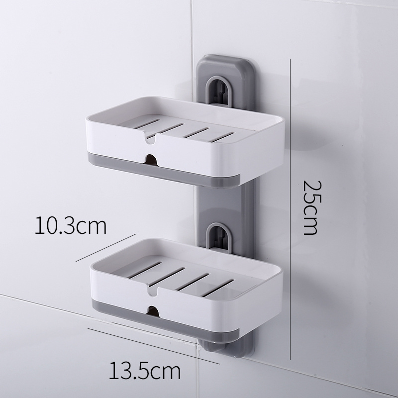 2020 Hot Sale 2 layer wall mount hanging soap holder bathroom soap holder creative design adhesive soap holder