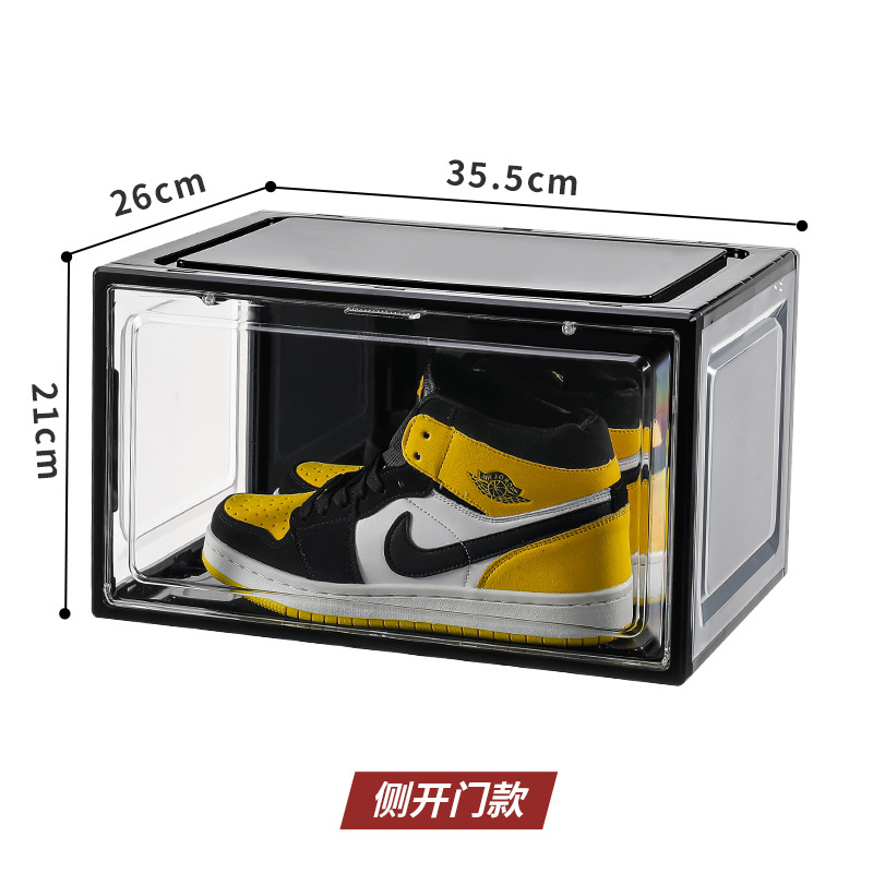 Wholesale Custom Logo Acrylic Stackable Transparent Magnetic shoe box with Clear Sneaker shoe box organizer storage box plastic