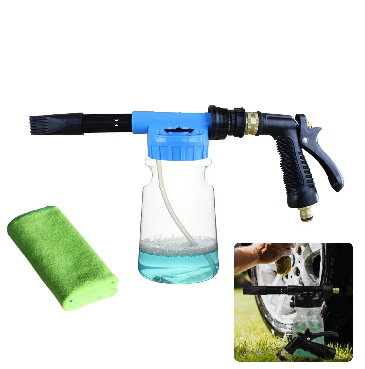 Adjustable Hose Wash Sprayer with Adjustment Ratio Dial Foam Blaster Fit Foam Cannon Attaches to Any Garden Hose