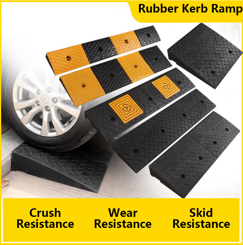 Wholesale Movable 1000*300*80-140MM Wheelcar Safety Rubber Kerb Ramp For Step