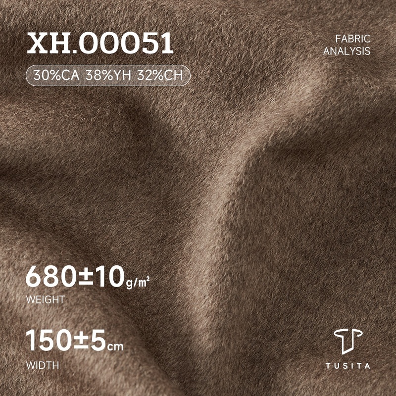 High quality spot 30% Cashmere 38%Yark hair 32%Camel hair fabric Double-sided pure cashmere fabric for clothing