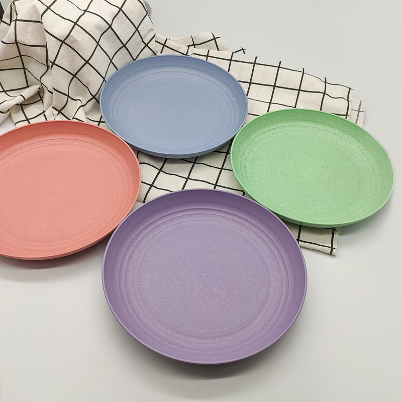 Wheat straw dinner plate plastic camping tableware children's tableware unbreakable and reusable plastic dinner plates