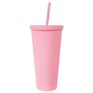 Cangkir Minum Pink Tumbler  24oz Plastic With Straw And Lid Price Matte Acrylic Plastic Tumbler Cups