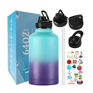 Custom Bouteille D Eau De Gym Metal 2 Litre 64 Oz 64Oz Insulated Stainless Steel Water Bottle With Straw