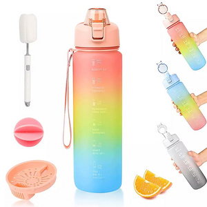 Wholesale 32Oz 17Oz Portable Motivational Plastic Tritan Sport Sports Shaker Water Bottle Custom With Fruit Filter