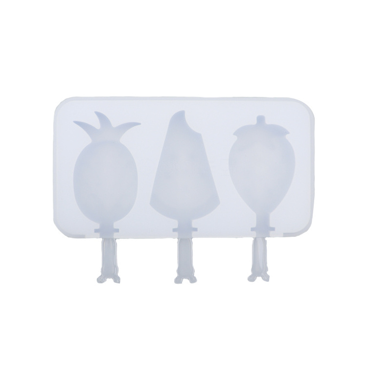 Silicone Ice Pop Molds Ice Cream Bar Mold  Fruit Shape 3 Pieces Popsicle Molds with Plastic Sticks