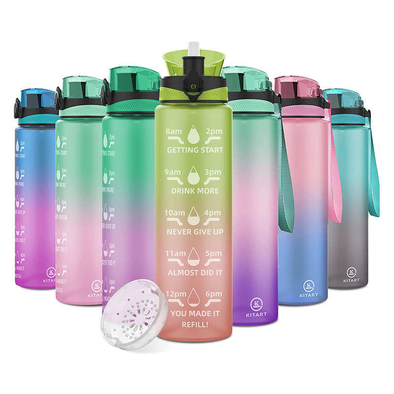 1 Liter BPA-Free Drinking Kangen Water Bottle with Plastic Straw