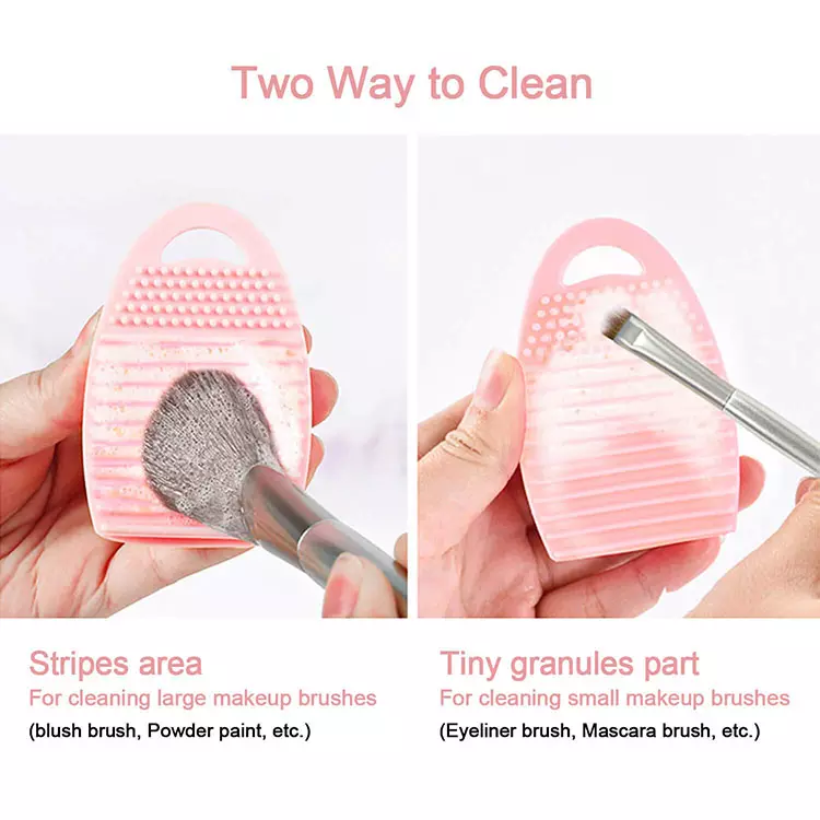 Wholesale silicone Makeup brush cleaner egg shape cleaning tool scrub board travel mini washboard scrubber