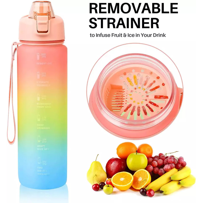 Wholesale 32Oz 17Oz Portable Motivational Plastic Tritan Sport Sports Shaker Water Bottle Custom With Fruit Filter