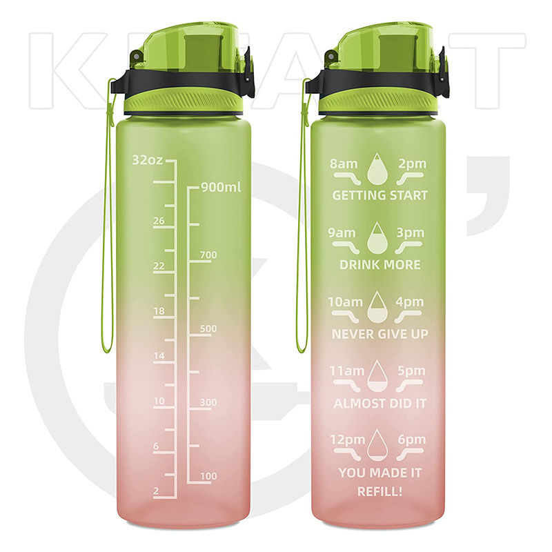 1 Liter BPA-Free Drinking Kangen Water Bottle with Plastic Straw