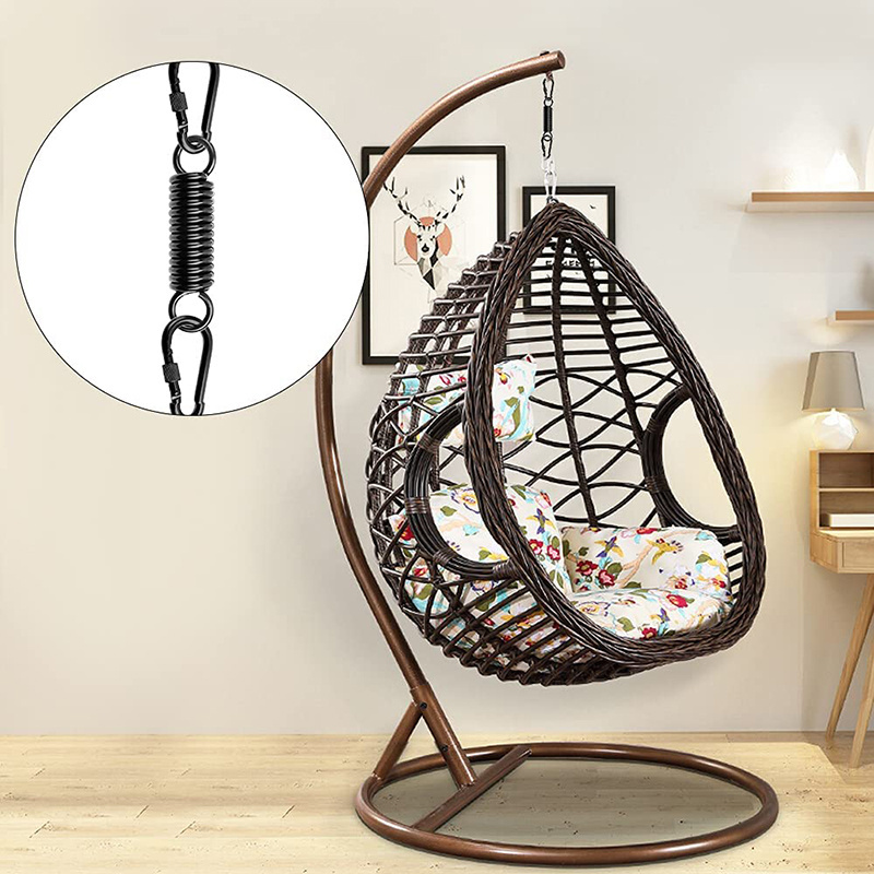 360 Rotation Hammock Chair Hanging Kit Stainless Steel Hammock Spring Swivel Chairs Hanging Seat Black Snap Hook Ceiling Mount