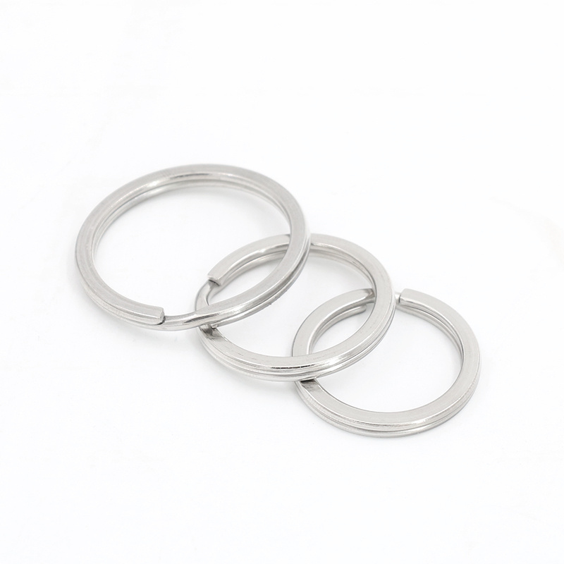 High Quality 304 Stainless Steel Split Flat Key Ring Metal Keyring Parts  Promotional Circle Diameter 15/20/25/28/30/32/35/38mm