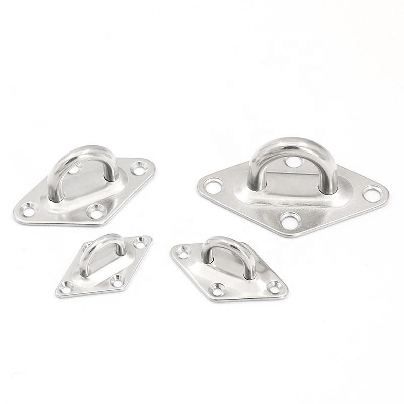 Fast Delivery M5 M6 M8 M9 M10 M12 304 Stainless Steel Shade Sail Pad Eye Rigging Hardware Eye Plate Mount wall Ceiling Hook