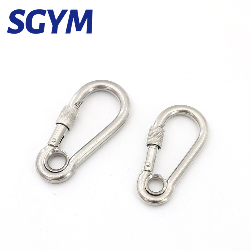 Hooks 304 Stainless Steel Snap Hook Locking Gourd Shape Safety Keychain Strap Wire Gate Screw Eye Carabiner Spring Hook