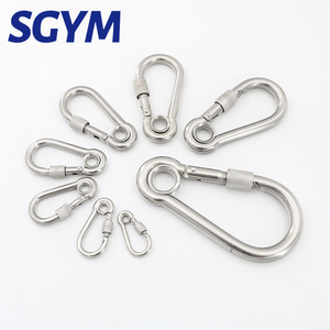 Hooks 304 Stainless Steel Snap Hook Locking Gourd Shape Safety Keychain Strap Wire Gate Screw Eye Carabiner Spring Hook