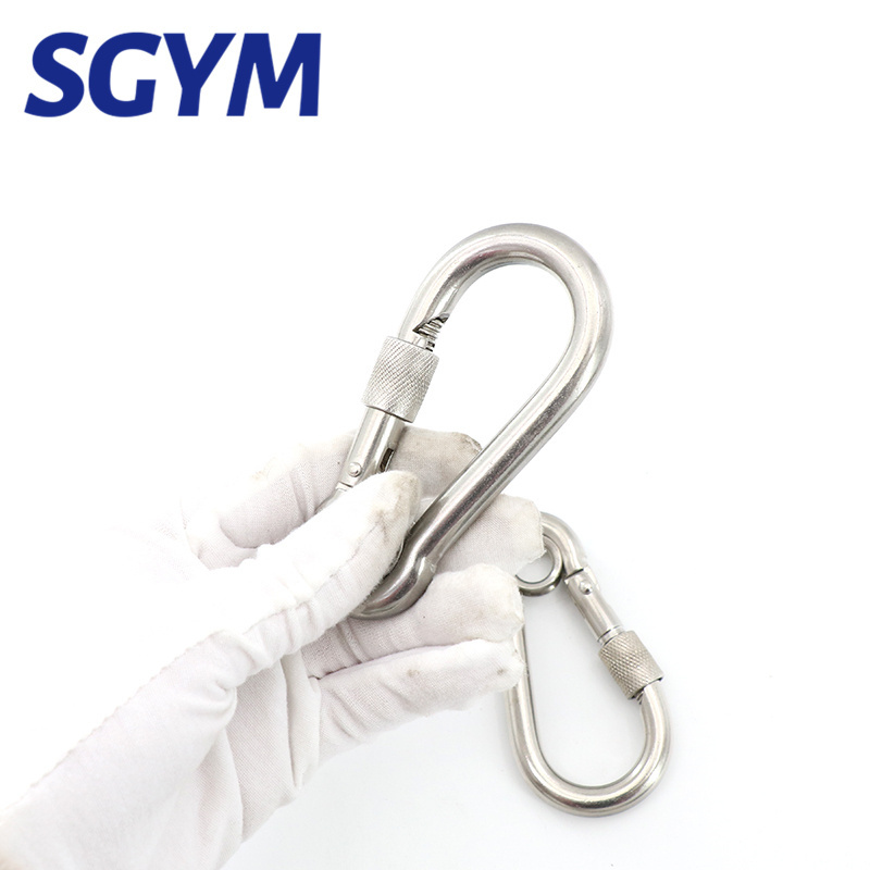 Hooks 304 Stainless Steel Snap Hook Locking Gourd Shape Safety Keychain Strap Wire Gate Screw Eye Carabiner Spring Hook