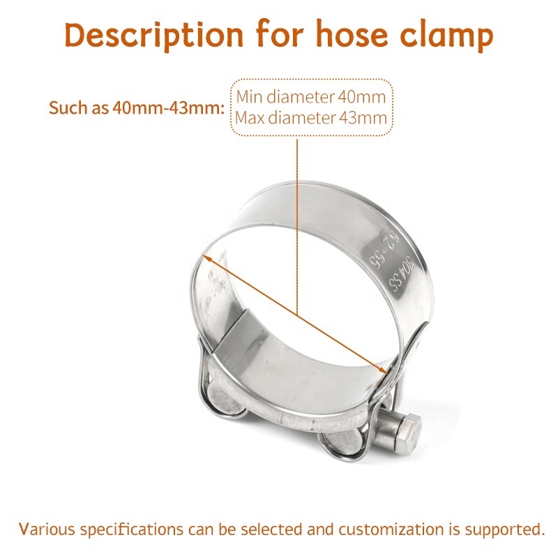 Wholesale Heavy Duty Hoseclamp Strong 304 Stainless Steel Pipe Tube Hose Clamp T-bolt Clamp Spring Hose Clip