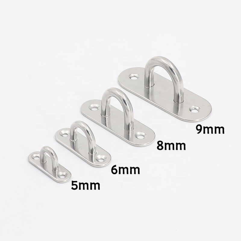 Fast Delivery M5 M6 M8 M9 M10 M12 304 Stainless Steel Shade Sail Pad Eye Rigging Hardware Eye Plate Mount wall Ceiling Hook