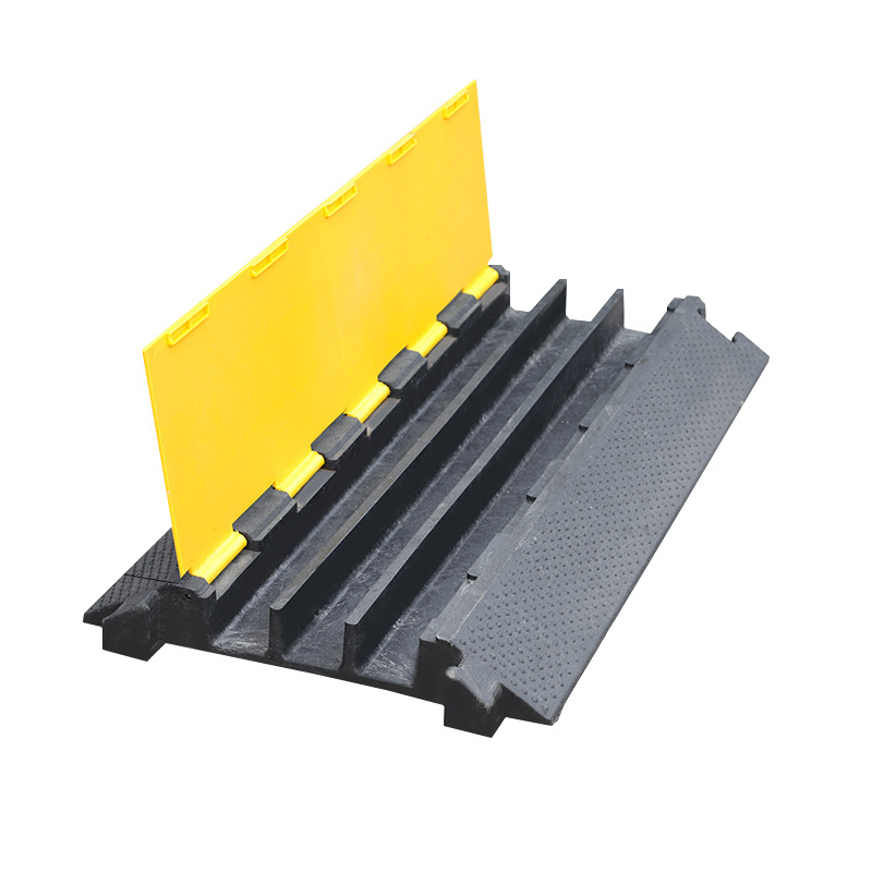 Yellow Jacket 2 Channel Electrical Wire Cable Protector/Rubber Kerb Ramps/Floor Cable Cover