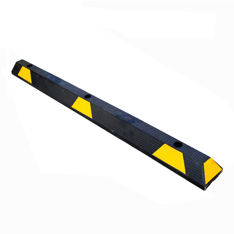 Rubber Parking Curb Heavy Duty Parking Stop with Yellow Reflective Stripe Chevrons, 65