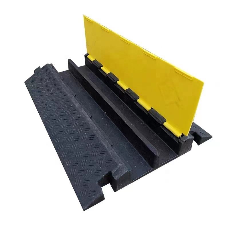 900X600X75mm Heavy Duty Wire Road Safety Cable Protectors 5 Way Channel Rubber Cable Cover Cable Ramp