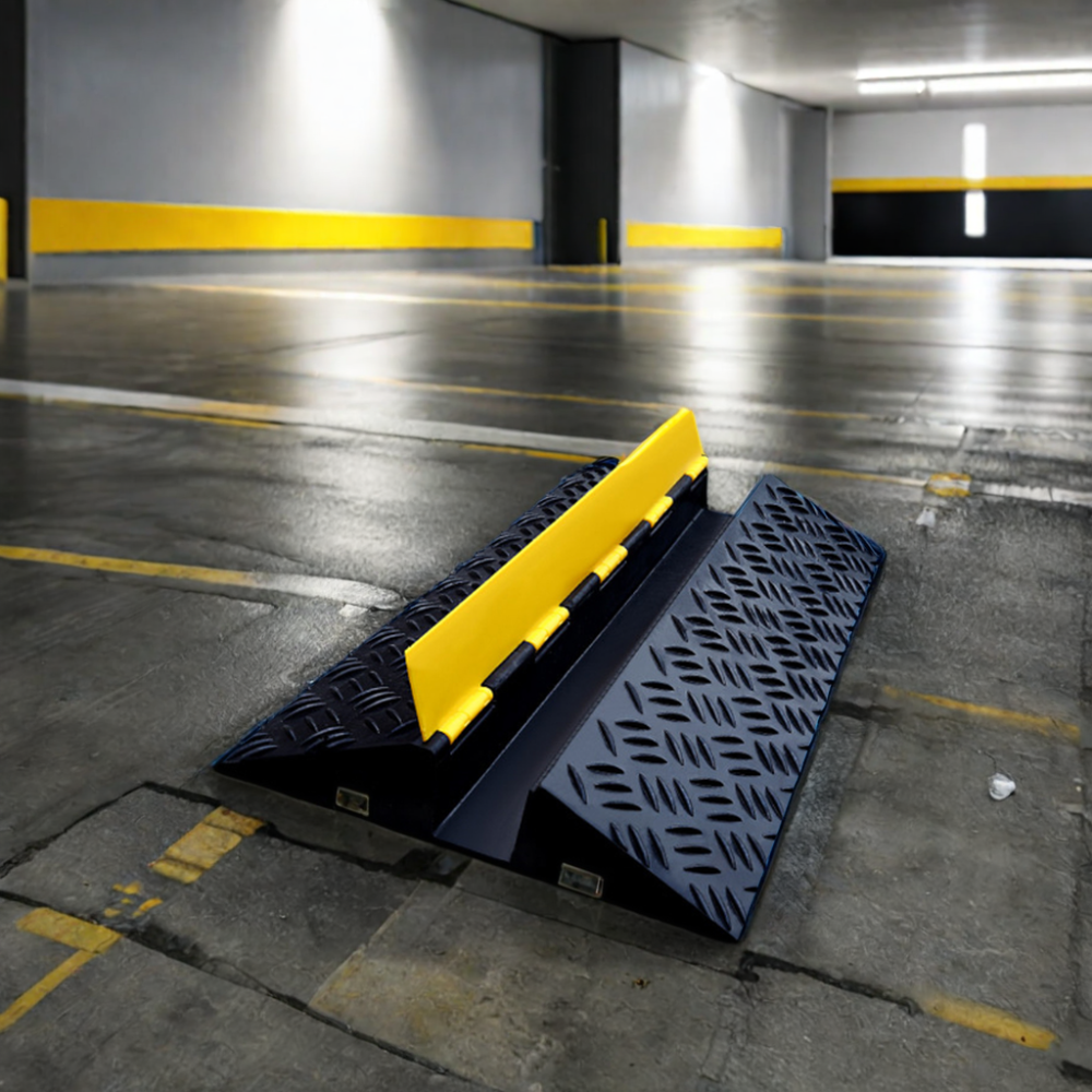 Heavy-Duty PVC Speed Bumps Hose Protector Ramps Indoor/Driveway Rubber Cable Cover for Wire Hose Pipe Hider