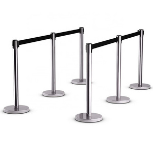 Wholesale High Quality Black Red Queue Line Divider Pole Barrier Crowd Control Retractable Belt Post Stanchions for Sale