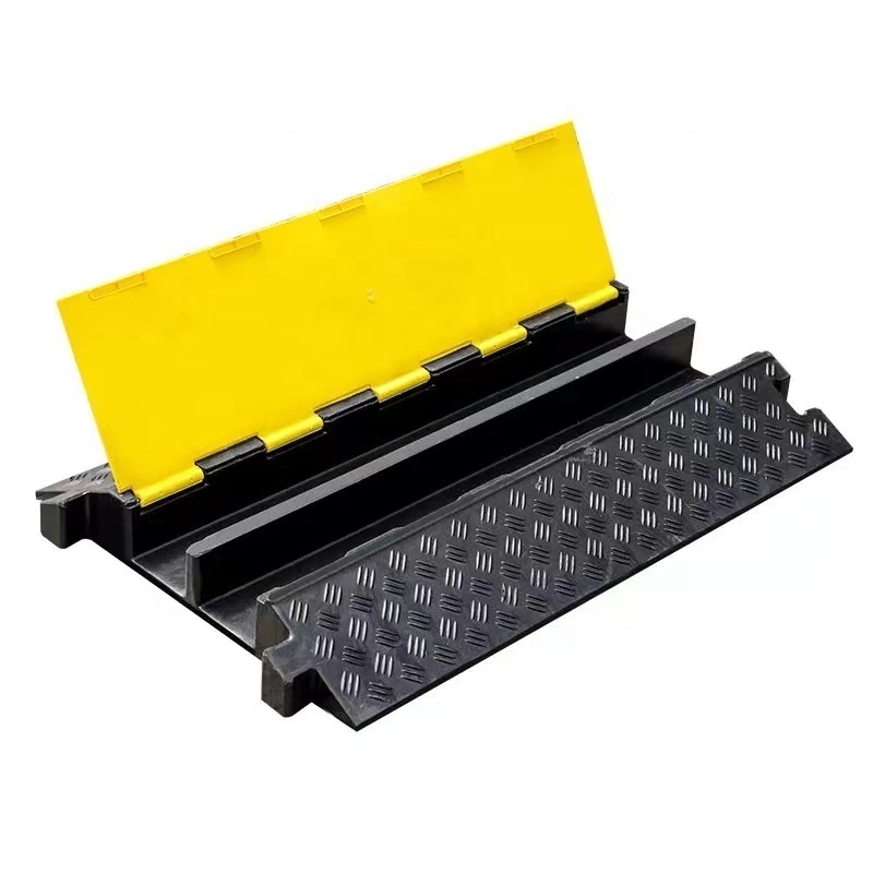 Rubber and Plastic cable protector 2 channel Cable Tray cable protector floor pvc trunking