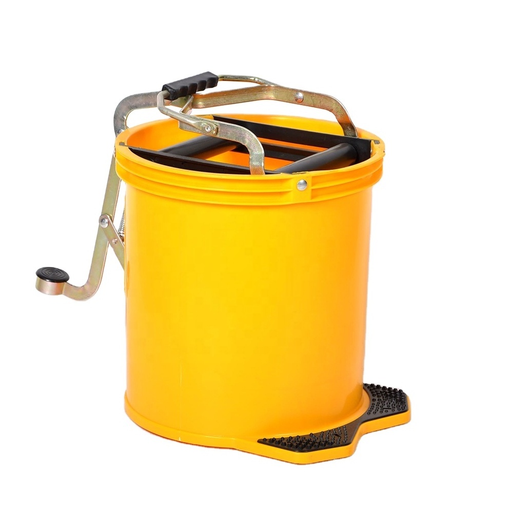 16L Mop Wringer Bucket Ice Bucket Supplier Wooden Non Slip with Castors Metal NO Fold BUCKETS Sustainable Technology Golden