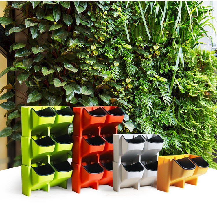 Flower Pot for Home Hotel Garden Vertical Garden Supplies Standing Wall Planters Spliced Together Plastic Photo Modern Outdoor