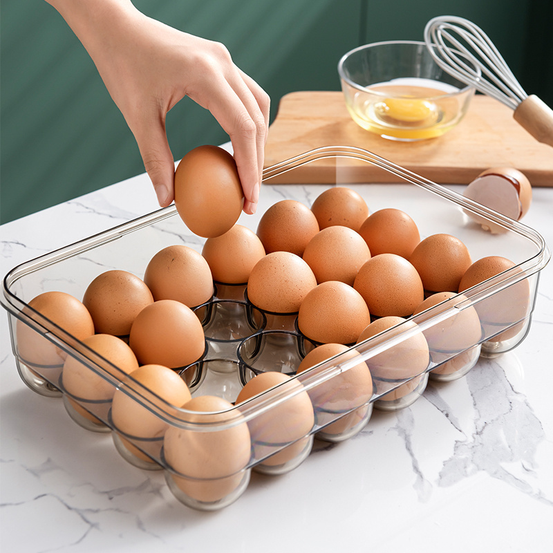 Egg Crisper Kitchen Egg Holder Tray Storage Container Plastic Egg Container Case Refrigerator Fresh Storage Boxs Organizer PET