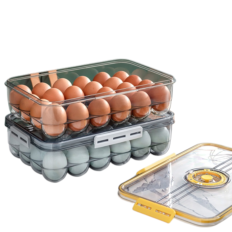 Egg Crisper Kitchen Egg Holder Tray Storage Container Plastic Egg Container Case Refrigerator Fresh Storage Boxs Organizer PET