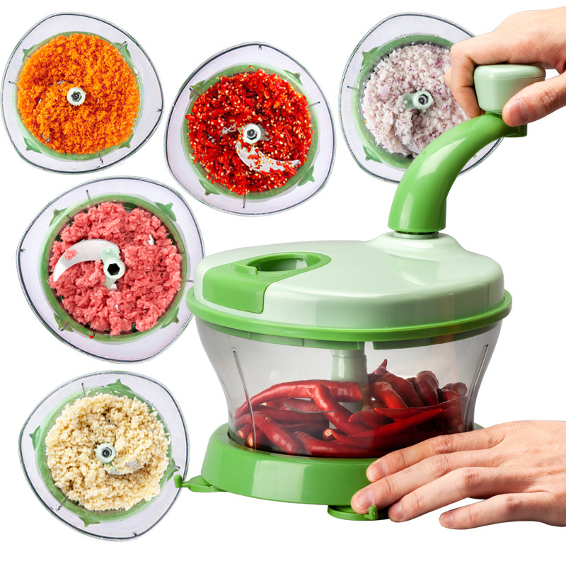 Kitchen gadgets stainless steel blade 2 in 1 manual food processor onion vegetable chopper for baby food