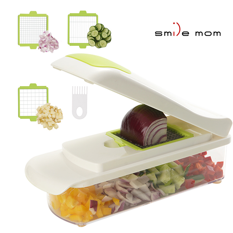 Hot Selling Manual Design Fruit Vegetable Cutter Slicer Kitchen Tools Food Dicer Chopper Grater Slicer and Basket