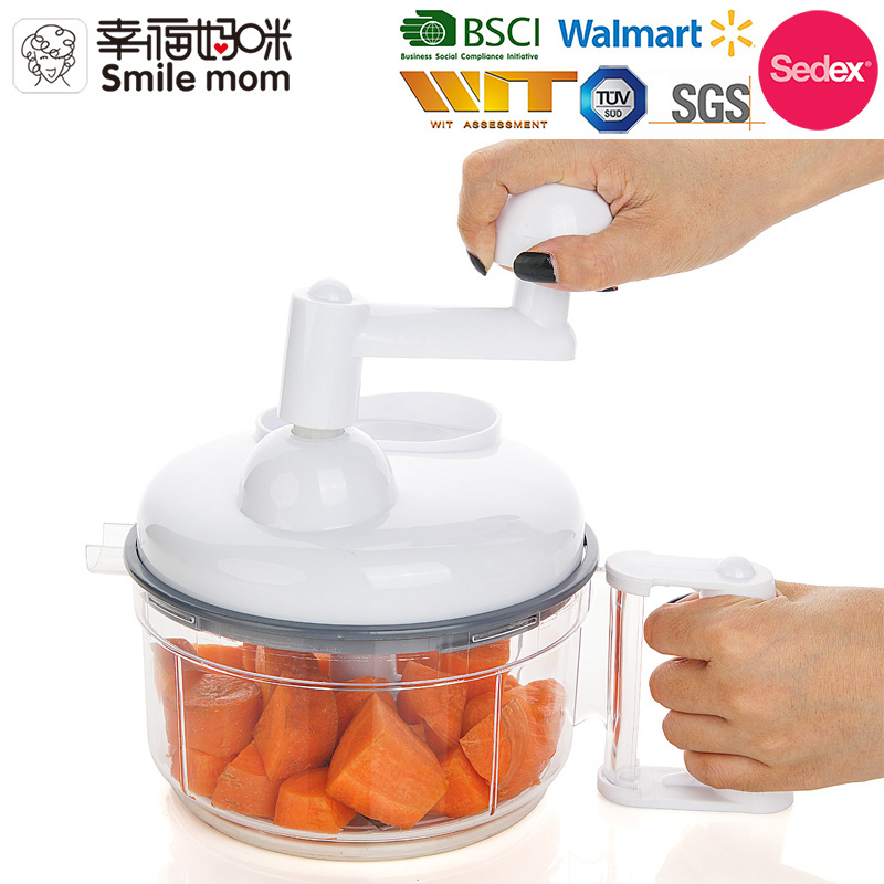 Hand crank swift chopper manual food processor