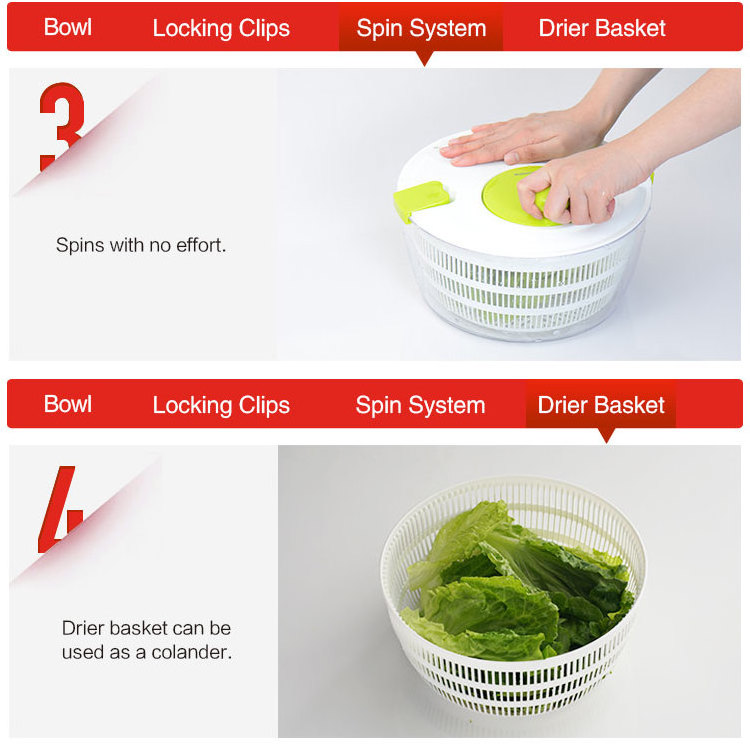 Large Kitchen Manual Control Large Salad Spinner Tools Vegetable Dryer Chopper Pull Salad Spinner