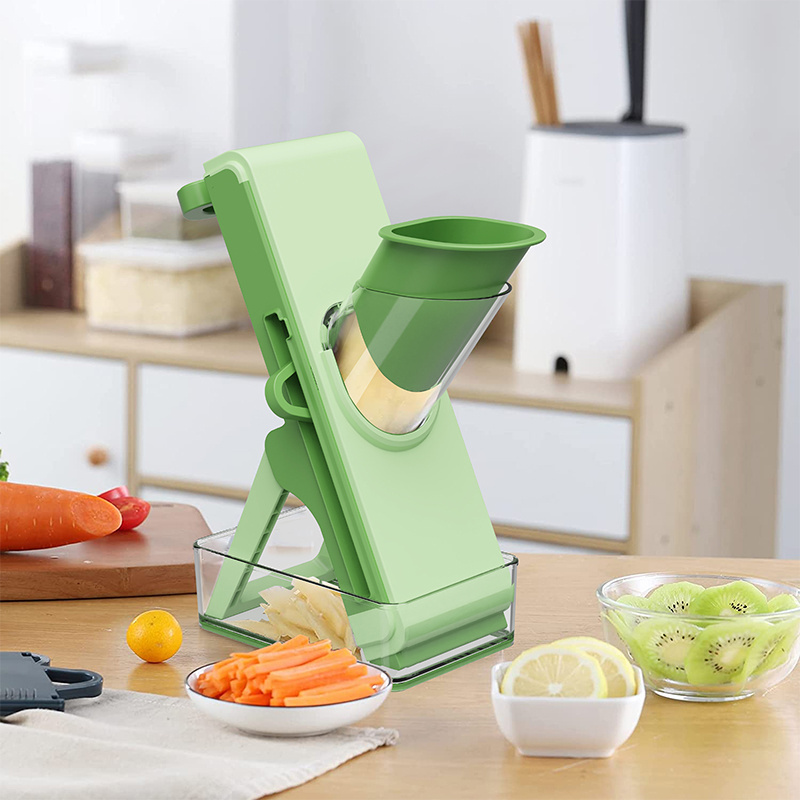 All-in-1 Manual Multi-slicer Vegetable Cutter Stainless Steel and ABS Kitchen Chopper with Mini PP Blades