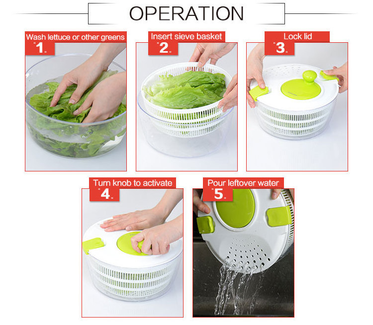 Large Kitchen Manual Control Large Salad Spinner Tools Vegetable Dryer Chopper Pull Salad Spinner