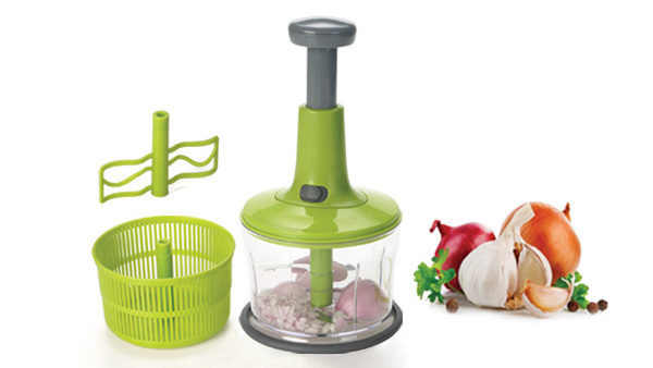 Super September 2 In Hand Salads Slap Press Vegetables Onions Garlic Nuts Manual Spinner Chopper