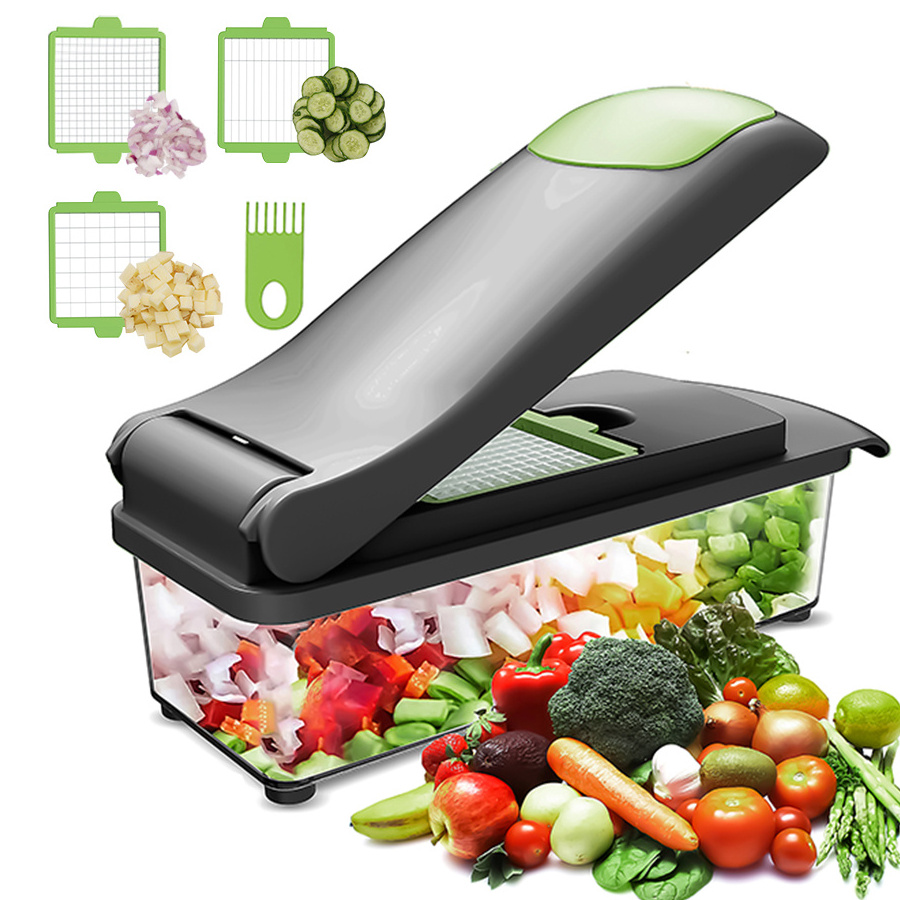 Hot Selling Manual Design Fruit Vegetable Cutter Slicer Kitchen Tools Food Dicer Chopper Grater Slicer and Basket