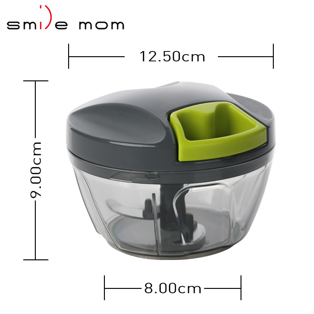 AMZ Hot Selling Manual Hand Food Chopper with 3 Stainless steel Blades For Fruit Meat Vegetable Potato Cutter