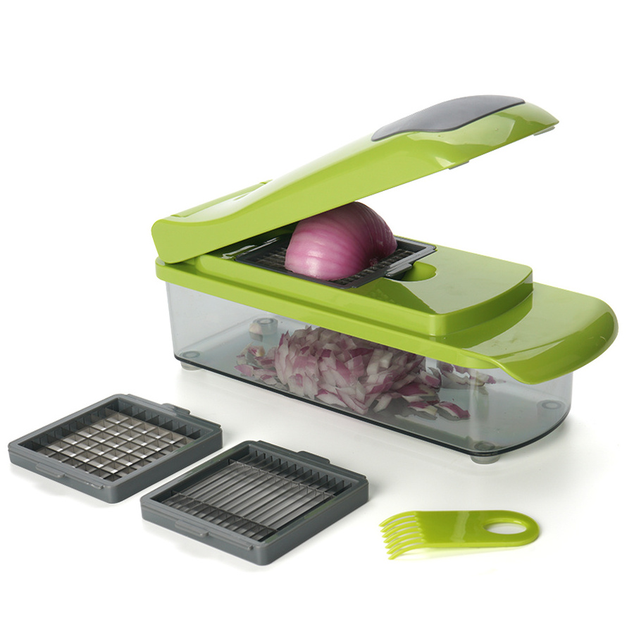 Hot Selling Manual Design Fruit Vegetable Cutter Slicer Kitchen Tools Food Dicer Chopper Grater Slicer and Basket