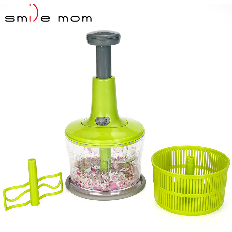 Multifunctional Veggie Chopper Salad Spinner Vegetable Fruit Washer Dryer With Bowl and Colander Quick Easy Lettuce Chopper