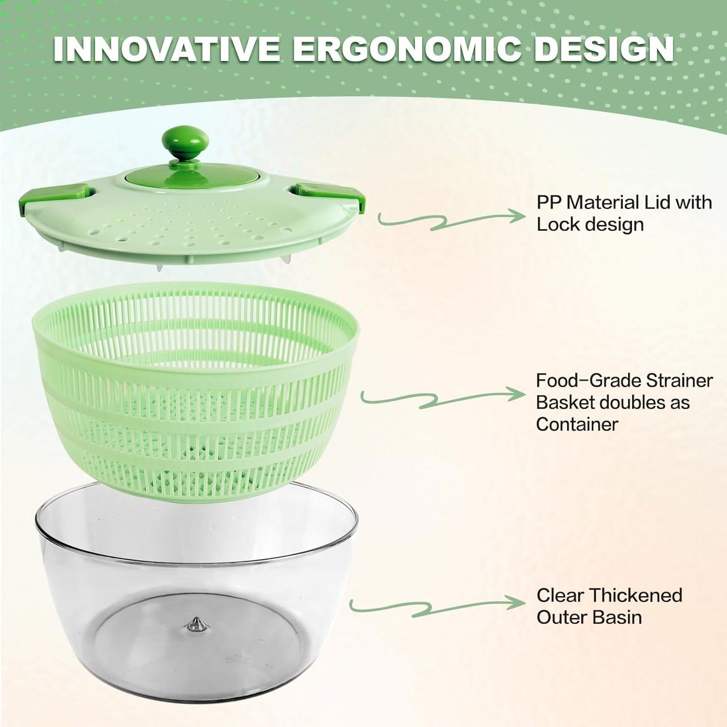 Large Kitchen Manual Control Large Salad Spinner Tools Vegetable Dryer Chopper Pull Salad Spinner