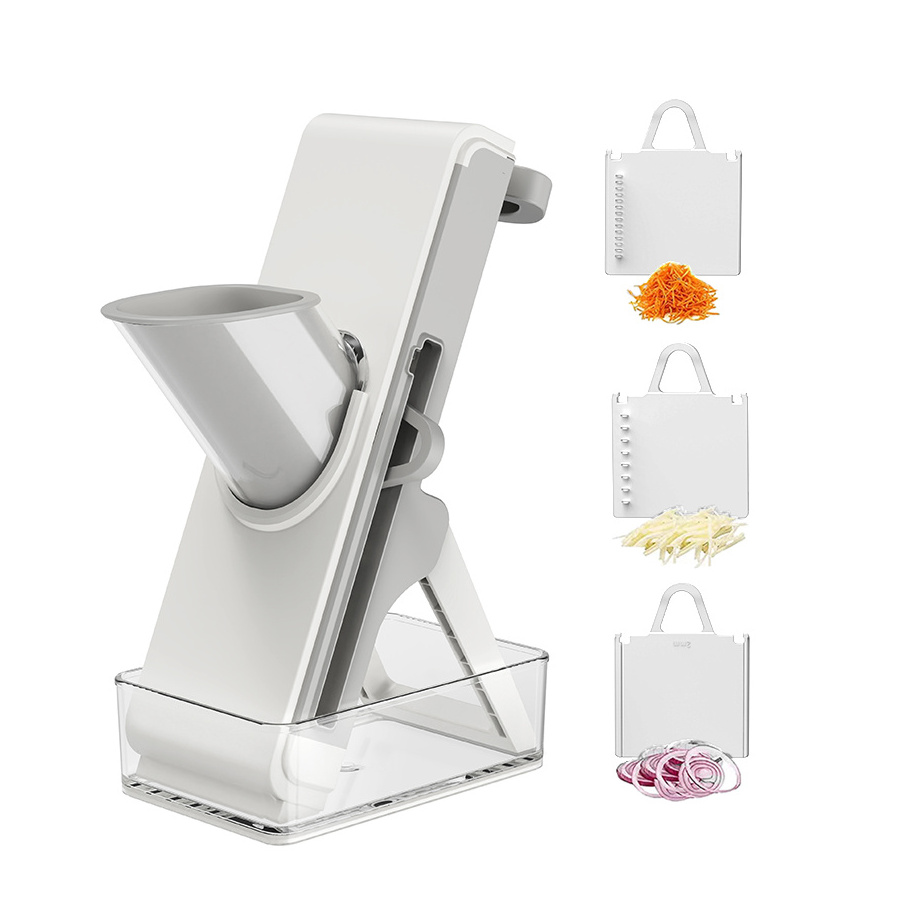 All-in-1 Manual Multi-slicer Vegetable Cutter Stainless Steel and ABS Kitchen Chopper with Mini PP Blades