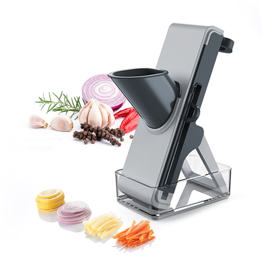 All-in-1 Manual Multi-slicer Vegetable Cutter Stainless Steel and ABS Kitchen Chopper with Mini PP Blades