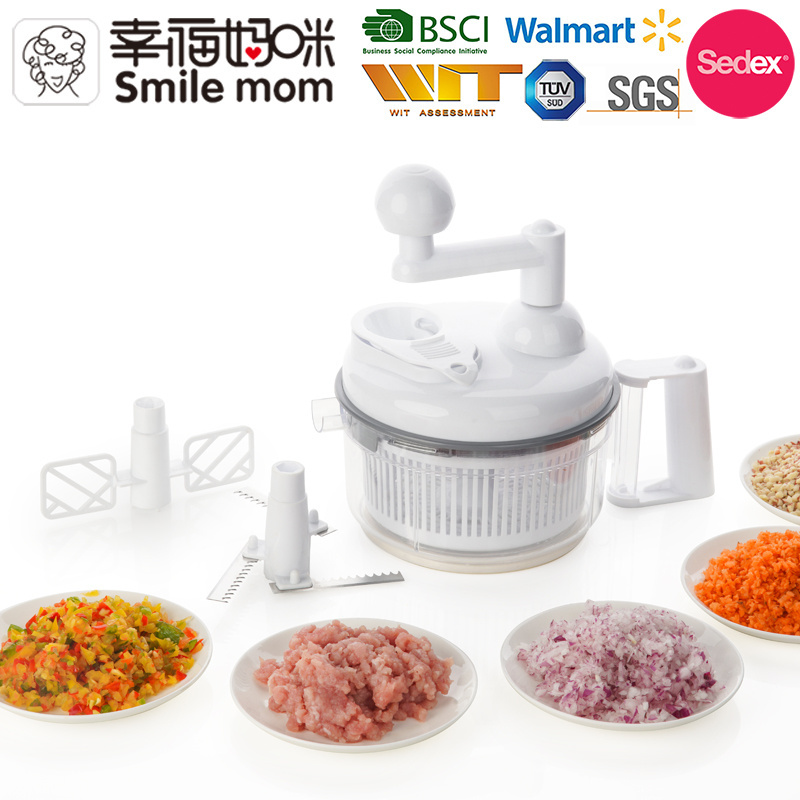 Hand crank swift chopper manual food processor